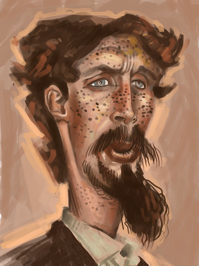 Freckled man digital painting